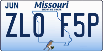 MO license plate ZL0F5P