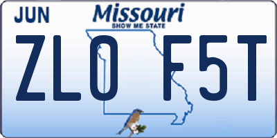 MO license plate ZL0F5T