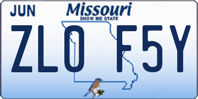 MO license plate ZL0F5Y