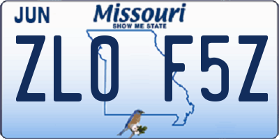 MO license plate ZL0F5Z
