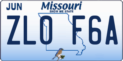 MO license plate ZL0F6A
