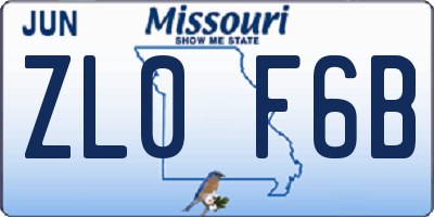 MO license plate ZL0F6B