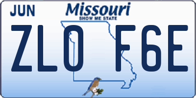 MO license plate ZL0F6E