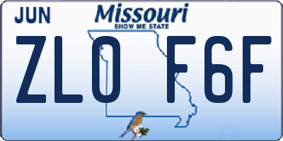 MO license plate ZL0F6F