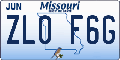 MO license plate ZL0F6G