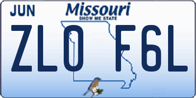 MO license plate ZL0F6L