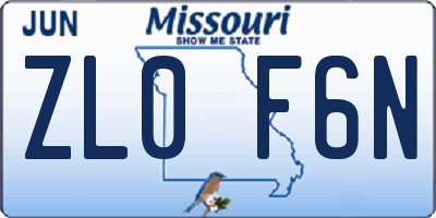 MO license plate ZL0F6N