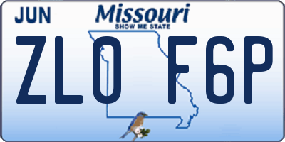 MO license plate ZL0F6P