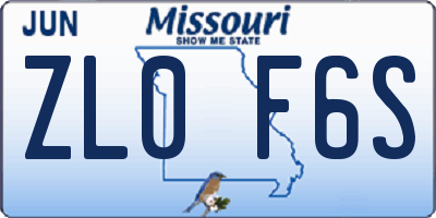 MO license plate ZL0F6S