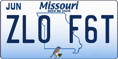 MO license plate ZL0F6T