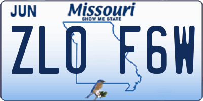 MO license plate ZL0F6W