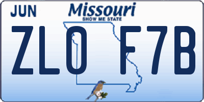 MO license plate ZL0F7B