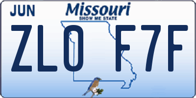 MO license plate ZL0F7F