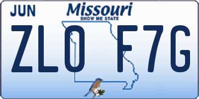 MO license plate ZL0F7G