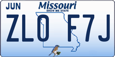 MO license plate ZL0F7J