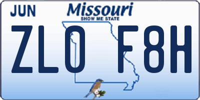 MO license plate ZL0F8H