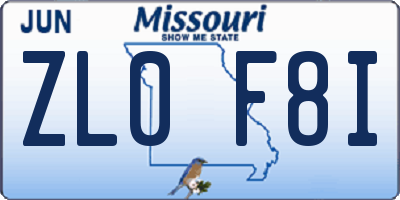 MO license plate ZL0F8I