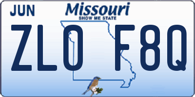 MO license plate ZL0F8Q