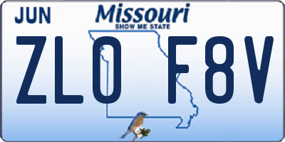 MO license plate ZL0F8V