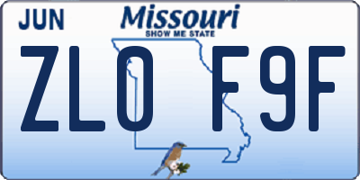MO license plate ZL0F9F