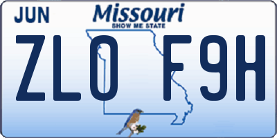 MO license plate ZL0F9H