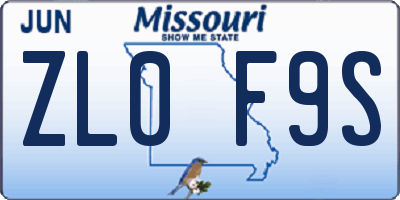 MO license plate ZL0F9S