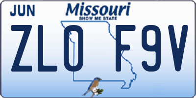 MO license plate ZL0F9V
