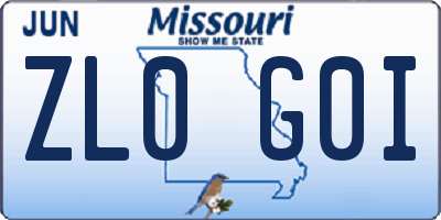 MO license plate ZL0G0I