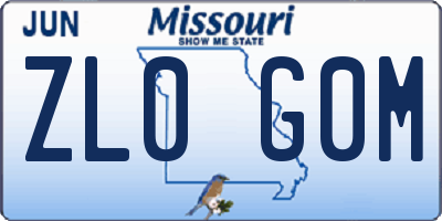 MO license plate ZL0G0M