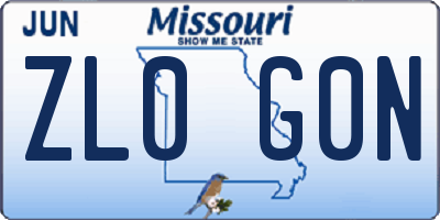 MO license plate ZL0G0N