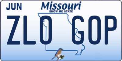 MO license plate ZL0G0P
