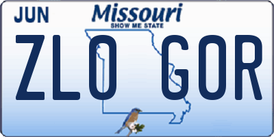 MO license plate ZL0G0R