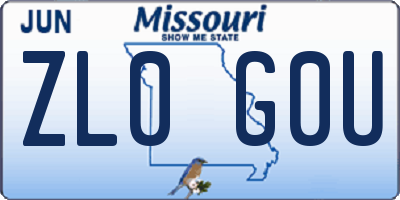 MO license plate ZL0G0U