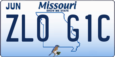 MO license plate ZL0G1C