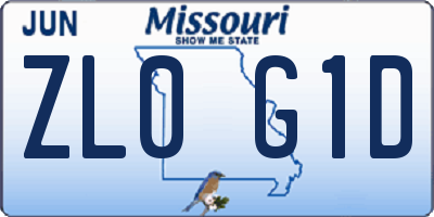 MO license plate ZL0G1D