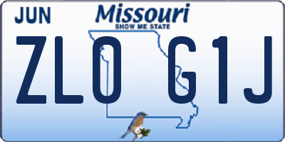 MO license plate ZL0G1J