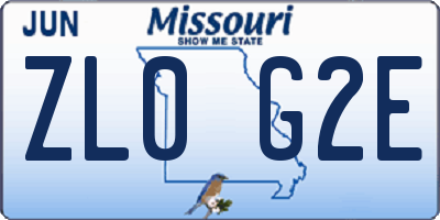 MO license plate ZL0G2E
