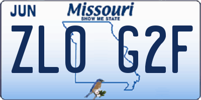 MO license plate ZL0G2F