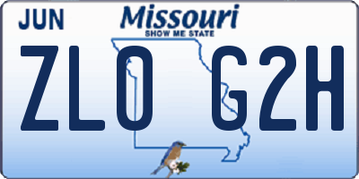 MO license plate ZL0G2H