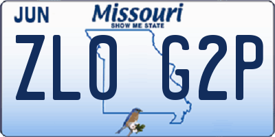 MO license plate ZL0G2P