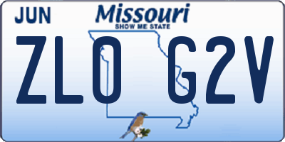 MO license plate ZL0G2V