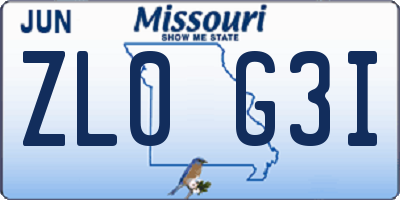 MO license plate ZL0G3I