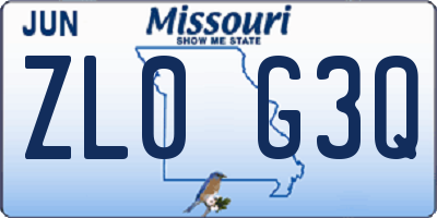 MO license plate ZL0G3Q