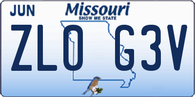 MO license plate ZL0G3V