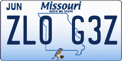 MO license plate ZL0G3Z
