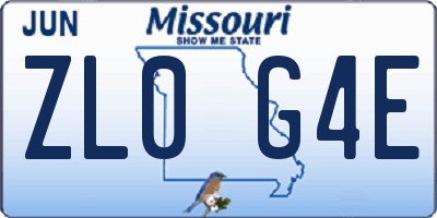MO license plate ZL0G4E