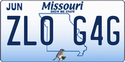 MO license plate ZL0G4G