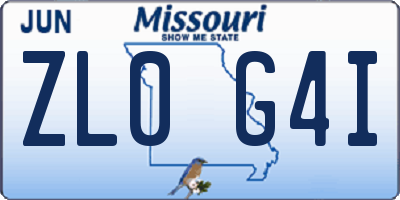 MO license plate ZL0G4I