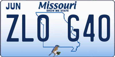 MO license plate ZL0G4O