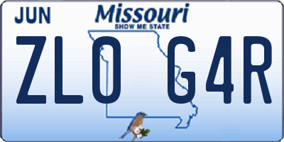 MO license plate ZL0G4R